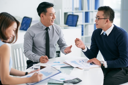 Coworkers having a meeting