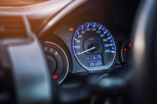 Closeup of a car's dashboard.