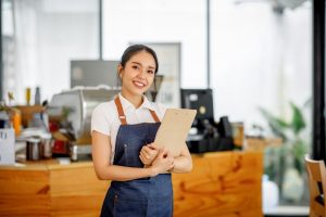 Woman working in a shop